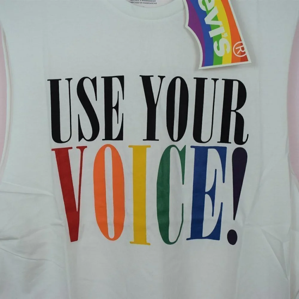 NWT Levi's Pride Rainbow Use Your Voice Tank Top Sleeveless Tee Cotton L XL